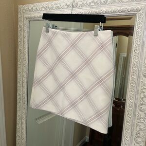 Plaid A-Line Skirt in Cream and Pink